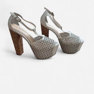 Jessica Simpson Cream and Tan Heeled Sandals